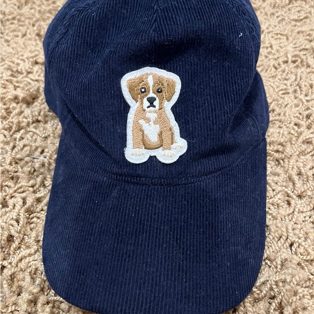 Navy Blue Dog Embroidered Cap